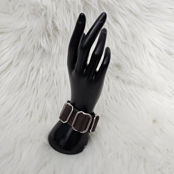 Giving Bracelet Soft Leather Buckle Slide Brown Wide Cuff Bracelet - Picture 8 of 8